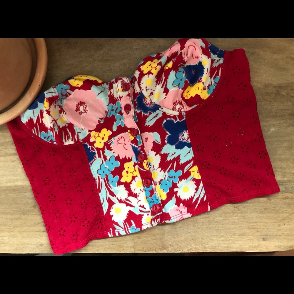 Dockside Red Strapless Bustier Top